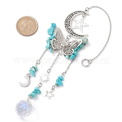 Ornamenti pendenti in lega di luna cava con farfalla&nbsp;HJEW-TA00173-02