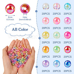 300pcs 15 Farben transparente Acrylperlen&nbsp;MACR-TA0001-29