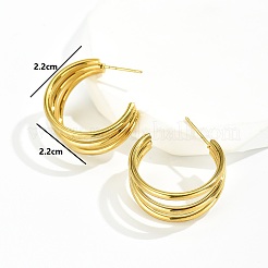 Pendientes retro de acero inoxidable 201 con forma de triple C&nbsp;PN7047