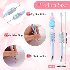 8 stylo à bille à paillettes en forme d'étoile&nbsp;FIND-TA0006-16