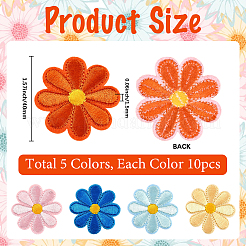 50 pièces 5 couleurs tissu de broderie informatisé fer sur/coudre sur les patchs&nbsp;PATC-CY0001-17A