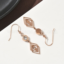 Orecchini pendenti a rombo in acciaio inossidabile 304&nbsp;EJEW-Z129-12G-03