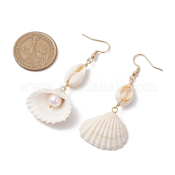 Boucles d'oreilles pendantes en forme de coquillage en acier inoxydable 304&nbsp;EJEW-JE06265-01