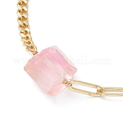 Braccialetti con maglie in quarzo naturale con prisma esagonale elettrolitico&nbsp;BJEW-JB10753-04