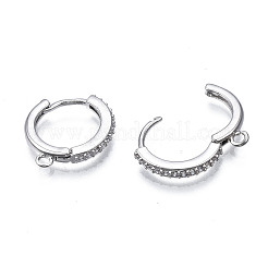 Accessoires de créoles Huggie en laiton avec micro pavé zircone cubique&nbsp;X-KK-T063-013P-NF