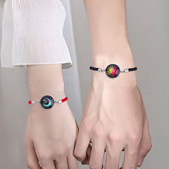 1 lot de 2 bracelets à maillons ronds et plats en acier inoxydable 304 lumineux pour la Saint-Valentin&nbsp;BJEW-LP0001-35A