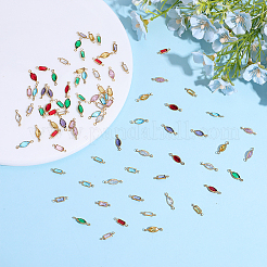 84 pièce 14 styles de breloques de connecteur en verre K9 pavées en laiton&nbsp;KK-DR0001-66