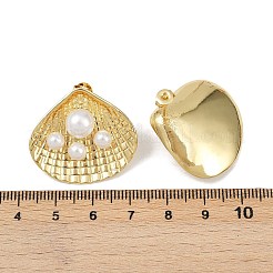 Ohrstecker in Muschelform aus Messing&nbsp;EJEW-S277-06G