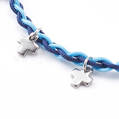 Bracciali di perline intrecciati con fili di nylon regolabili&nbsp;BJEW-JB06058-04