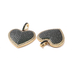 Pendentifs de cœur en laiton avec zircone cubique de micro pave&nbsp;KK-G435-04G