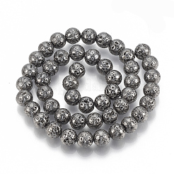 Galvanisierte natürliche Lavasteinperlenstränge&nbsp;G-T061-55D-10mm