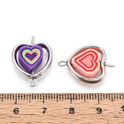 Polymer Clay Herz & CCB Rahmen Verbinder Verbinder Charms&nbsp;CLAY-T022-20M-A