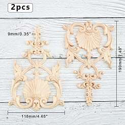 Natürliches Massivholz geschnitzt Onlay Applique Handwerk&nbsp;WOOD-WH0107-22