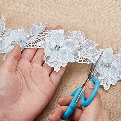 Doppellagige Polyester-Blumenspitzenbänder&nbsp;DIY-WH0656-60A