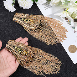 Pompon en chaîne de fer en forme de larme avec épaulettes en strass&nbsp;AJEW-WH20006-326A-G