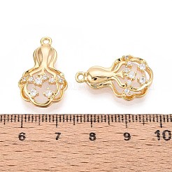 Messing-Micro-Pavé-Anhänger mit klarem Zirkonia-Katzenauge&nbsp;KK-T071-16G-B01