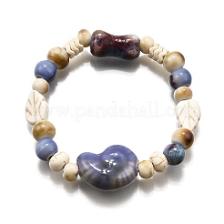 Handgefertigte Porzellanperlen & synthetische Howlithperlen Stretch-Armbänder für Frauen&nbsp;BJEW-D307-01C