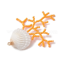 Große Anhänger aus Glasperlen und Muschelschalen&nbsp;PALLOY-MZ01152-03