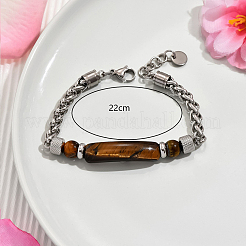 Braccialetti di perline rotonde in occhio di tigre naturale&nbsp;LS-PO7911