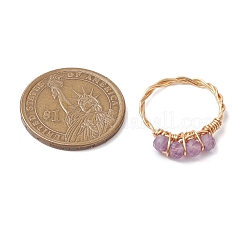 Facettierte runde Fingerringe aus natürlichem Tigerauge&nbsp;RJEW-JR00787