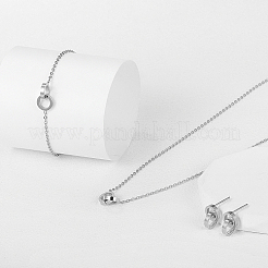 Conjunto de joyería con anillo entrelazado doble de acero inoxidable que no se deslustra&nbsp;JG9167-1