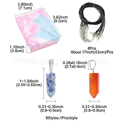 DIY-Set zur Herstellung einer Halskette mit Kugelanhänger aus natürlichem und synthetischem Edelstein und Anhänger aus gewachster Kordel&nbsp;DIY-FS0008-45