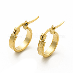 Orecchini a cerchio con freccia scanalata in acciaio inossidabile 201 con perno in acciaio inossidabile 304 per donna&nbsp;EJEW-M214-15D-G
