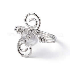 Natürliche Quarzkristallsplitter mit Wirbelfingerring&nbsp;RJEW-L082-02P-02