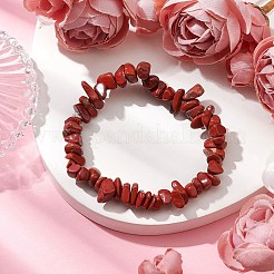 Braccialetti elasticizzati da donna con perline di diaspro rosso naturale&nbsp;BJEW-JB10688-03