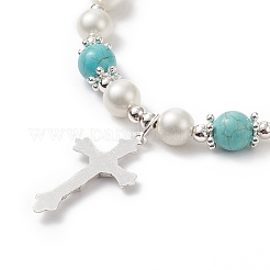 Legierung Kreuz Charm Armband&nbsp;BJEW-TA00178