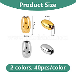 80 pz 2 colori perline in acciaio inossidabile 304&nbsp;STAS-DC0017-53