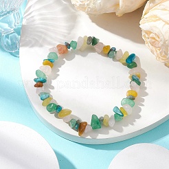 Braccialetti elastici con perline di pietre miste naturali per le donne&nbsp;BJEW-JB11116