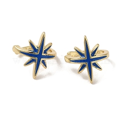 Orecchini da donna con polsino a stella smaltato in ottone placcato a cremagliera&nbsp;EJEW-C097-20G