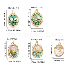 5 stücke 5 arten blume rack überzug legierung emaille anhänger&nbsp;ENAM-FP0001-40