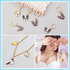 12 stücke 4 stil legierung emaille hund charms verriegelung stich hersteller&nbsp;HJEW-PH01589