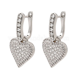 Boucles d'oreilles créoles pendantes en laiton serties de micro-pavés de zirconiums cubiques&nbsp;EJEW-G471-15P