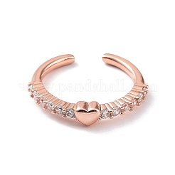 Offene Ringe in Herzform mit Mikropavé-Beschichtung aus klarem Zirkonia aus Messing&nbsp;RJEW-D020-12RG