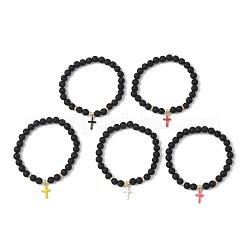 Braccialetti con ciondolo a croce in ottone e smalto&nbsp;BJEW-JB12329
