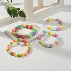 Bracciale elasticizzato con perline acriliche color caramello per bambini&nbsp;BJEW-JB07238