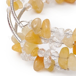 Brazaletes de cuentas de tubo de latón y vidrio y topacio natural con chips de jade para mujer&nbsp;BJEW-JB11265-04