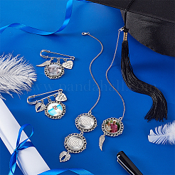 9 pendentif décoratif en chaîne en laiton et broches en acier inoxydable&nbsp;HJEW-GA00052-02