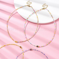 Collana con pietre preziose naturali miste e perline di semi di vetro&nbsp;NJEW-JN04426
