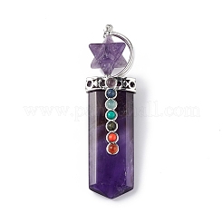 Grands pendentifs en améthyste naturelle sur le thème du chakra&nbsp;G-L524-12P-04