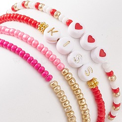 4 stücke 4 stil herz & wort kuss kunststoff perlen stretch armbänder set&nbsp;BJEW-JB08699