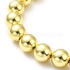 Bracelets coulissants à perles rondes en laiton plaqué en rack pour femmes&nbsp;BJEW-M232-01G-D