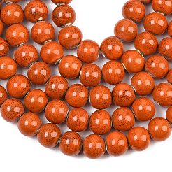 Chapelets de perles rondes en céramique émaillée en porcelaine émaillée manuelles&nbsp;PORC-L019-13mm-03