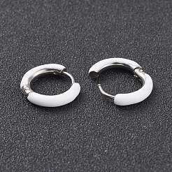 Boucles d'oreilles créoles épaisses en acier inoxydable 304 bicolore avec émail pour femmes&nbsp;EJEW-C043-11-09P