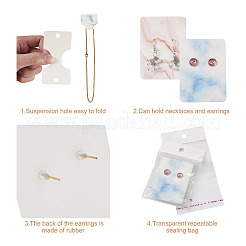 210 Stück Haargummis und Ohrring-Displaykarten-Sets aus Papier mit Marmormuster&nbsp;CDIS-FW0001-03