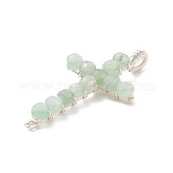 Pendentifs perles rondes à facettes en aventurine verte naturelle&nbsp;PALLOY-TA00002-01