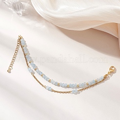 Bracciali multifilo regolabili in giada malese naturale e acciaio inossidabile 304&nbsp;BJEW-JB13035-04